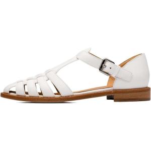 imageFSJ Women Retro Closed Toe Flats Sandals Low Block Heel Woven Roman Ankle Strap Hollow Caged Summer Fisherman Sandals Shoes Size 416 USWhite