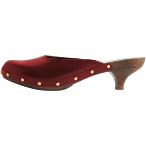 imageFSJ Women Retro Round Closed Toe Mules Wooden Kitten Heel Trendy Studded Slide Sandals Vintage Comfy Dressy Pumps Shoes Size 416 USRed
