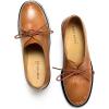 imageFSJ Women Leather Classic Lace up Flat Oxford Low Heel Round Toe Casual Dress Pump Shoes Size 412 USBrown