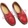 imageFSJ Women Leather Classic Lace up Flat Oxford Low Heel Round Toe Casual Dress Pump Shoes Size 412 USRed