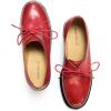 imageFSJ Women Leather Classic Lace up Flat Oxford Low Heel Round Toe Casual Dress Pump Shoes Size 412 USRed