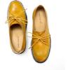 imageFSJ Women Leather Classic Lace up Flat Oxford Low Heel Round Toe Casual Dress Pump Shoes Size 412 USYellow