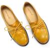 imageFSJ Women Leather Classic Lace up Flat Oxford Low Heel Round Toe Casual Dress Pump Shoes Size 412 USYellow