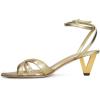imageFSJ Women Pointed Open Toe Ankle Strap Sandals Strappy Low Heel Summer Party Wedding Dress Shoes Size 416 USGold
