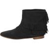 imageFSJ Women Retro Fringe Flat Booties Western Cowgirl Low Heel Ankle Boots with Tassel Suede Pull On Cowboy Dress Shoes Size 416 USBlack