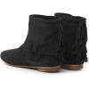 imageFSJ Women Retro Fringe Flat Booties Western Cowgirl Low Heel Ankle Boots with Tassel Suede Pull On Cowboy Dress Shoes Size 416 USBlack
