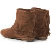 imageFSJ Women Retro Fringe Flat Booties Western Cowgirl Low Heel Ankle Boots with Tassel Suede Pull On Cowboy Dress Shoes Size 416 USBrown