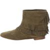 imageFSJ Women Retro Fringe Flat Booties Western Cowgirl Low Heel Ankle Boots with Tassel Suede Pull On Cowboy Dress Shoes Size 416 USOlive Green
