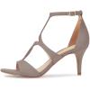 imageFSJ Women Strappy Ankle Strap Sandals Open Toe High Heel Caged Cutout TStrap Fashion Shoes Size 415 USGrey
