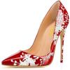 imageFSJ Women Formal Pointed Toe Pumps High Heel Sexy Stilettos Slip On Office Cute Evening Dress Shoes Size 415 USRed Flower