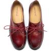 imageFSJ Women Leather Classic Lace up Flat Oxford Low Heel Round Toe Casual Dress Pump Shoes Size 412 USWine Red