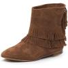 imageFSJ Women Retro Fringe Flat Booties Western Cowgirl Low Heel Ankle Boots with Tassel Suede Pull On Cowboy Dress Shoes Size 416 USBrown