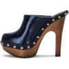imageFSJ Women Closed Round Toe Mules Wooden Block High Heel Clogs Slip On Studded Platform Sandals Vintage Dress Slide Shoes Size 416 USBlue