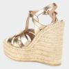 imageFSJ Women Elegant Open Toe Espadrille Platform Ankle Strap Wedge Sandals Woven Cutout Casual Summer Dress Shoes Size 416 USGold