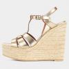 imageFSJ Women Elegant Open Toe Espadrille Platform Ankle Strap Wedge Sandals Woven Cutout Casual Summer Dress Shoes Size 416 USGold