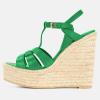 imageFSJ Women Elegant Open Toe Espadrille Platform Ankle Strap Wedge Sandals Woven Cutout Casual Summer Dress Shoes Size 416 USGreen