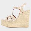 imageFSJ Women Elegant Open Toe Espadrille Platform Ankle Strap Wedge Sandals Woven Cutout Casual Summer Dress Shoes Size 416 USNude