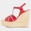 imageFSJ Women Elegant Open Toe Espadrille Platform Ankle Strap Wedge Sandals Woven Cutout Casual Summer Dress Shoes Size 416 USRed