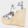 imageFSJ Women Elegant Open Toe Espadrille Platform Ankle Strap Wedge Sandals Woven Cutout Casual Summer Dress Shoes Size 416 USSilver