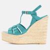 imageFSJ Women Elegant Open Toe Espadrille Platform Ankle Strap Wedge Sandals Woven Cutout Casual Summer Dress Shoes Size 416 USTurquoise
