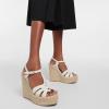 imageFSJ Women Elegant Open Toe Espadrille Platform Ankle Strap Wedge Sandals Woven Cutout Casual Summer Dress Shoes Size 416 USWhite