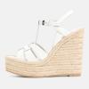 imageFSJ Women Elegant Open Toe Espadrille Platform Ankle Strap Wedge Sandals Woven Cutout Casual Summer Dress Shoes Size 416 USWhite