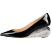 imageFSJ Women Pointed Toe Wedge Pumps Slip On Golden Wave Low Heels Basic Wedding Party Comfort Dress Shoes Size 416 USBlack Silver