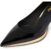 imageFSJ Women Pointed Toe Wedge Pumps Slip On Golden Wave Low Heels Basic Wedding Party Comfort Dress Shoes Size 416 USBlack With Gold Trim