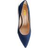 imageFSJ Women Pointed Toe Wedge Pumps Slip On Golden Wave Low Heels Basic Wedding Party Comfort Dress Shoes Size 416 USBlue Suede