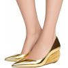 imageFSJ Women Pointed Toe Wedge Pumps Slip On Golden Wave Low Heels Basic Wedding Party Comfort Dress Shoes Size 416 USGold