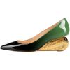 imageFSJ Women Pointed Toe Wedge Pumps Slip On Golden Wave Low Heels Basic Wedding Party Comfort Dress Shoes Size 416 USGreen Gradient