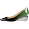 imageFSJ Women Pointed Toe Wedge Pumps Slip On Golden Wave Low Heels Basic Wedding Party Comfort Dress Shoes Size 416 USGreen Gradient Silver