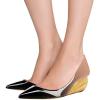 imageFSJ Women Pointed Toe Wedge Pumps Slip On Golden Wave Low Heels Basic Wedding Party Comfort Dress Shoes Size 416 USNude Black