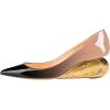 imageFSJ Women Pointed Toe Wedge Pumps Slip On Golden Wave Low Heels Basic Wedding Party Comfort Dress Shoes Size 416 USNude Black