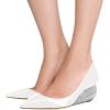 imageFSJ Women Pointed Toe Wedge Pumps Slip On Golden Wave Low Heels Basic Wedding Party Comfort Dress Shoes Size 416 USWhite