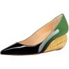imageFSJ Women Pointed Toe Wedge Pumps Slip On Golden Wave Low Heels Basic Wedding Party Comfort Dress Shoes Size 416 USGreen Gradient