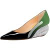 imageFSJ Women Pointed Toe Wedge Pumps Slip On Golden Wave Low Heels Basic Wedding Party Comfort Dress Shoes Size 416 USGreen Gradient Silver