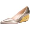 imageFSJ Women Pointed Toe Wedge Pumps Slip On Golden Wave Low Heels Basic Wedding Party Comfort Dress Shoes Size 416 USLight Gold