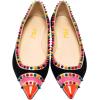 imageFSJ Women Cap Toe Multicolor Rivet Studded Flats Three Tone Slip On Comfort No Heel Closed Pointed Toe Casual Prom Shoes Size 415 USBlack