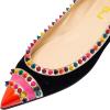 imageFSJ Women Cap Toe Multicolor Rivet Studded Flats Three Tone Slip On Comfort No Heel Closed Pointed Toe Casual Prom Shoes Size 415 USBlack