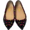 imageFSJ Women Cap Toe Multicolor Rivet Studded Flats Three Tone Slip On Comfort No Heel Closed Pointed Toe Casual Prom Shoes Size 415 USBlack Pu