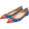 imageFSJ Women Cap Toe Multicolor Rivet Studded Flats Three Tone Slip On Comfort No Heel Closed Pointed Toe Casual Prom Shoes Size 415 USBlue