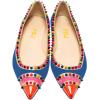 imageFSJ Women Cap Toe Multicolor Rivet Studded Flats Three Tone Slip On Comfort No Heel Closed Pointed Toe Casual Prom Shoes Size 415 USBlue