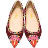 imageFSJ Women Cap Toe Multicolor Rivet Studded Flats Three Tone Slip On Comfort No Heel Closed Pointed Toe Casual Prom Shoes Size 415 USDark Red