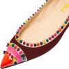 imageFSJ Women Cap Toe Multicolor Rivet Studded Flats Three Tone Slip On Comfort No Heel Closed Pointed Toe Casual Prom Shoes Size 415 USDark Red