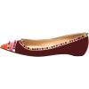 imageFSJ Women Cap Toe Multicolor Rivet Studded Flats Three Tone Slip On Comfort No Heel Closed Pointed Toe Casual Prom Shoes Size 415 USDark Red