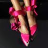 imageFSJ Women Chic Closed Pointed Toe DOrsay Ankle Strap Ballet Flats Shoes Large Side Bows Comfortable Shoes Size 416 USFuchsia