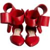 imageFSJ Women Chic Closed Pointed Toe DOrsay Ankle Strap Ballet Flats Shoes Large Side Bows Comfortable Shoes Size 416 USRed Pu