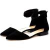 imageFSJ Women Classic Pointy Toe Ankle Strap DOrsay Flats Zipper Comfortable Walking Shoes Size 415 USBlack