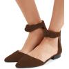 imageFSJ Women Classic Pointy Toe Ankle Strap DOrsay Flats Zipper Comfortable Walking Shoes Size 415 USBrown